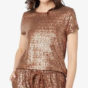 Splendid Sequin Top Size XL Glam Loungewear Metallic Shine Retro